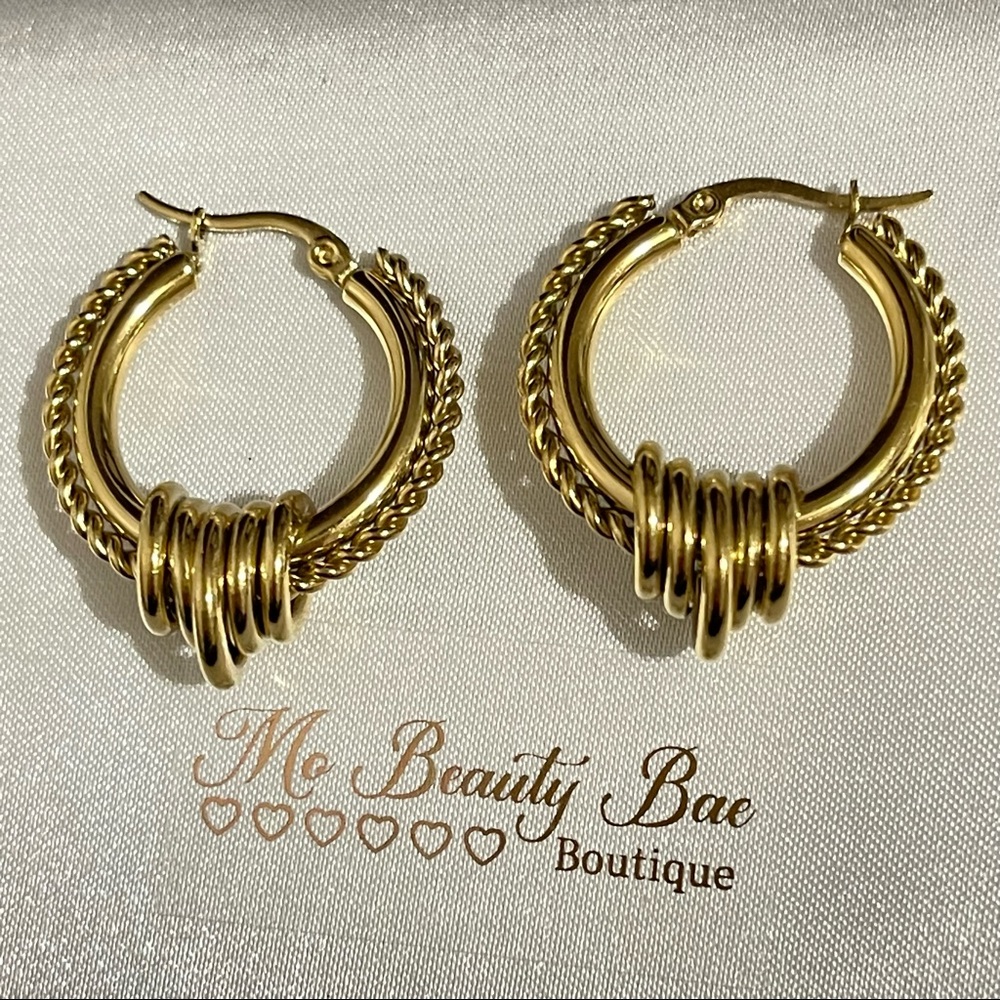 Trinity Gold Hoops - Picture 2 of 5